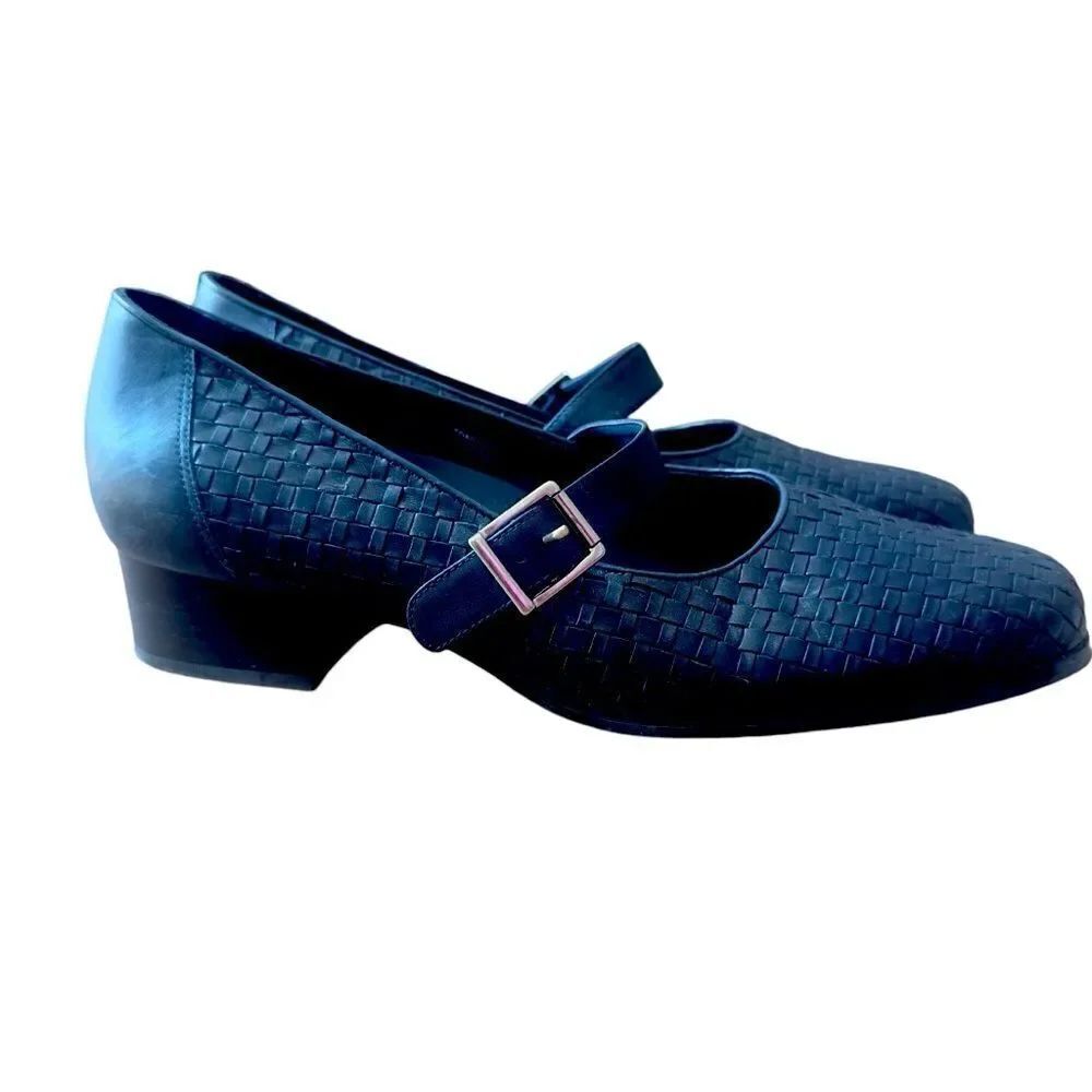 DREW Trish Leather Braided Navy Shoes Size 11.5N